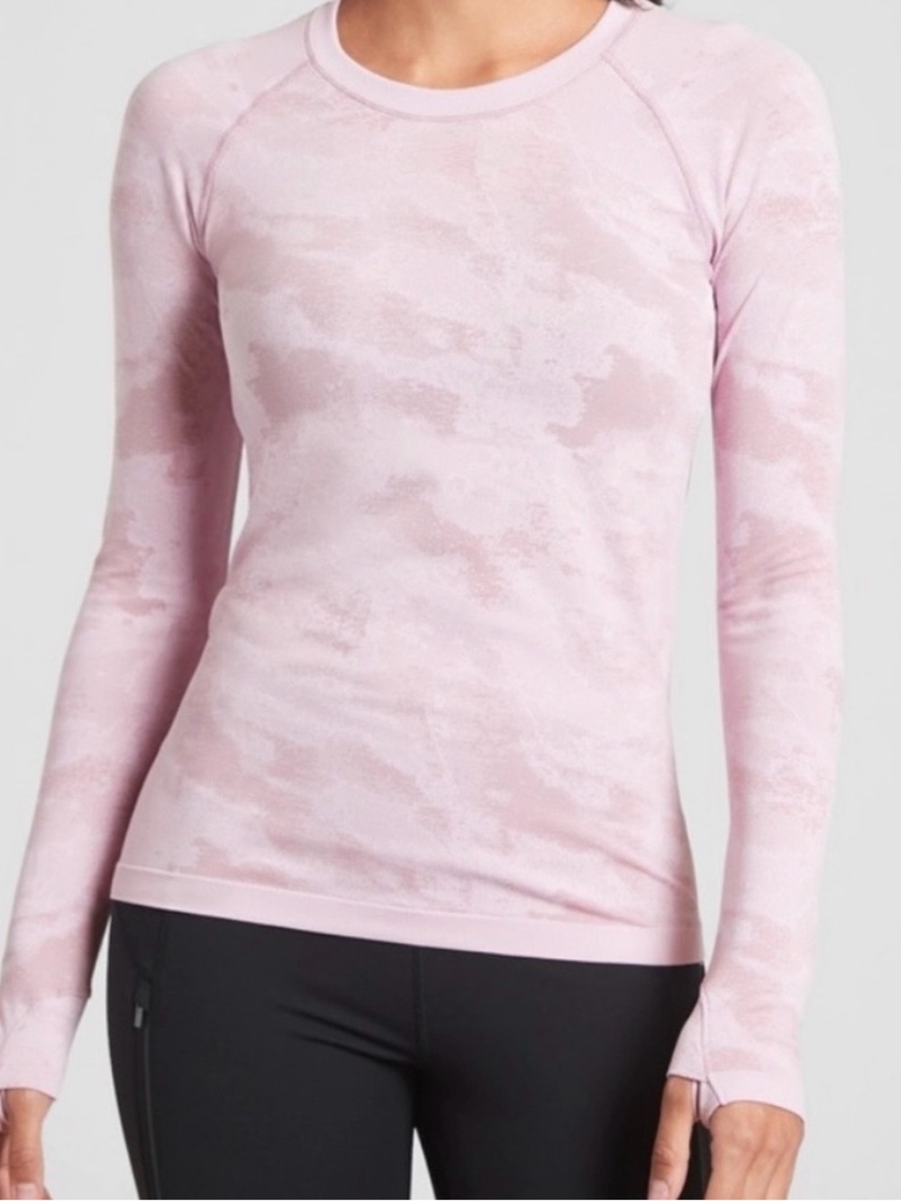 Athleta Momentum Long-Sleeve Top in Pink Camo